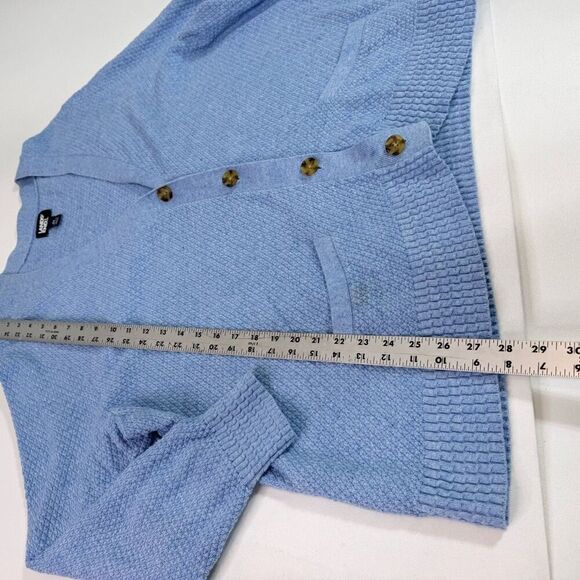 Lands End Cardigan Sweater Womens 3X Blue V Neck Button Up Cotton Pockets - Picture 4 of 9